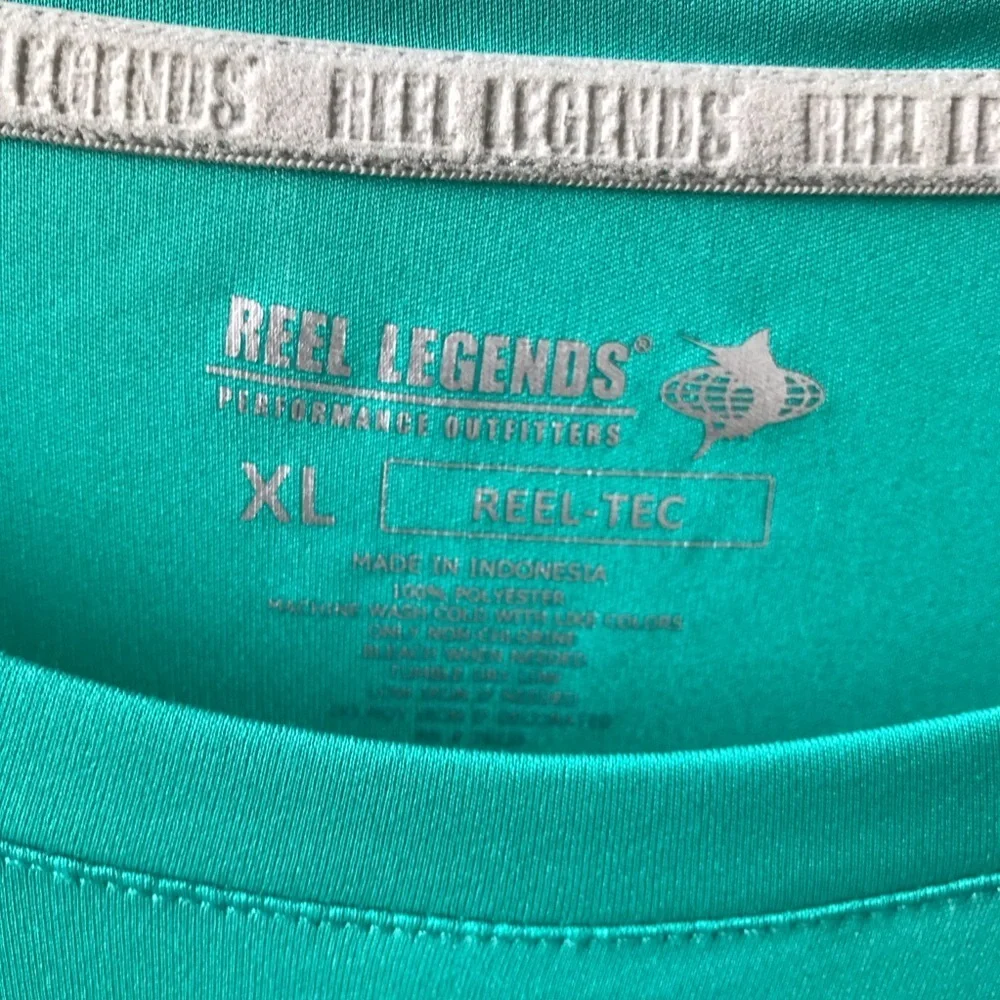 Reel Legends long XL thumb holes crew neck teal green Fishing Outdoor Hiking - Picture 3 of 4